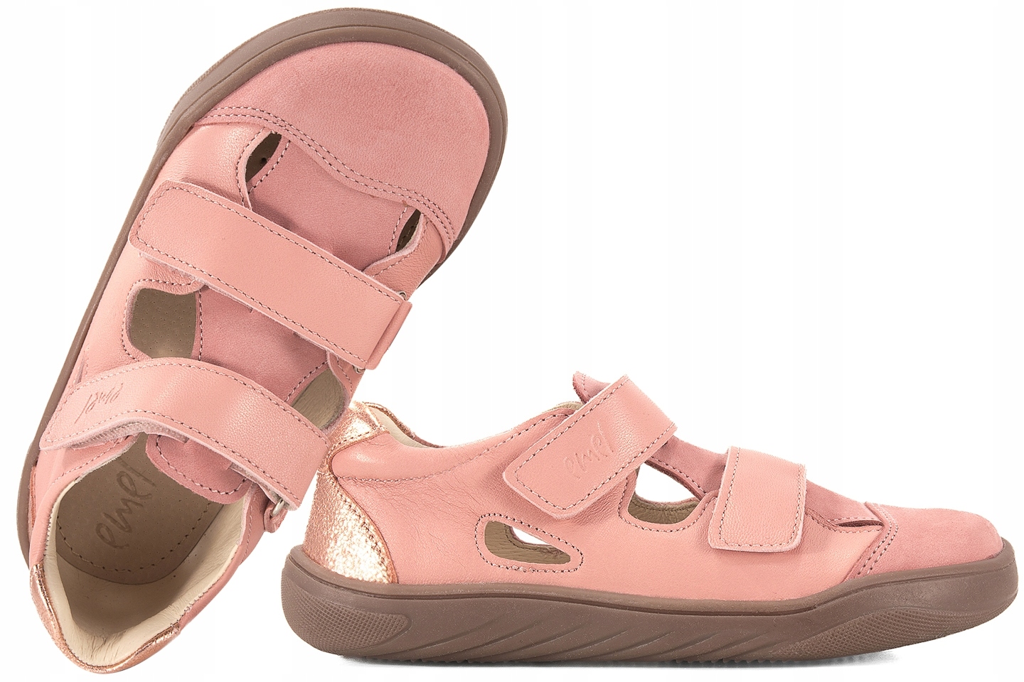 Emel E2825M-2 Barefoot Półbuty Wycinane Dziewczęce Sandały Pełne Skórzane