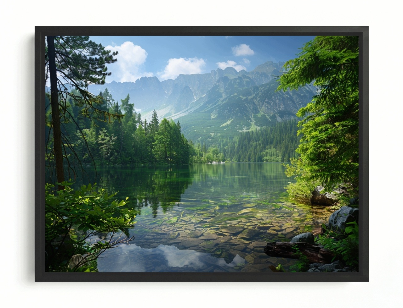 Obraz Rám Americký Box Hory Jezero Les Krajina Tatry Příroda 80x60