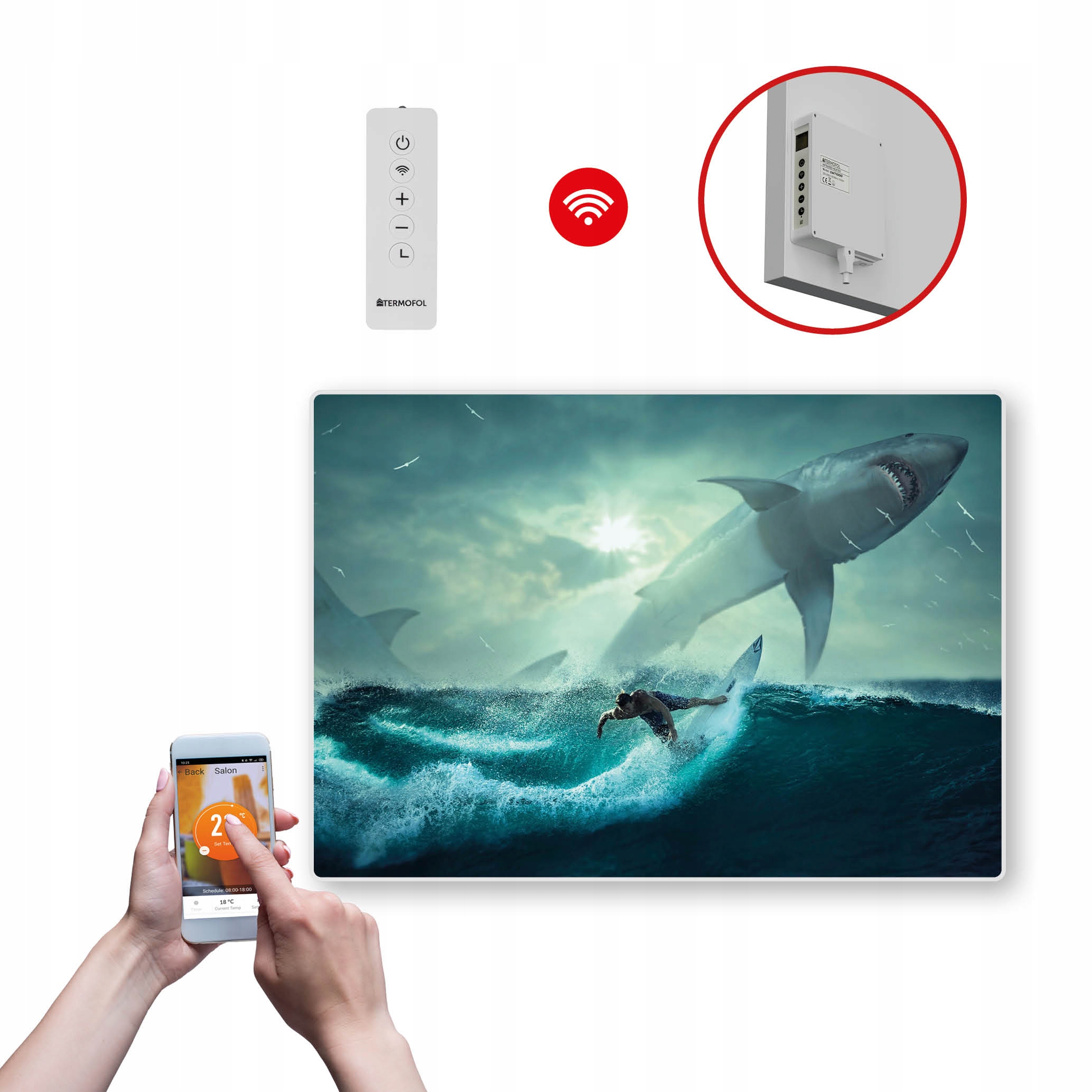 Dekoračný infračervený Vykurovací Panel s výkonom 500 W a Wifi