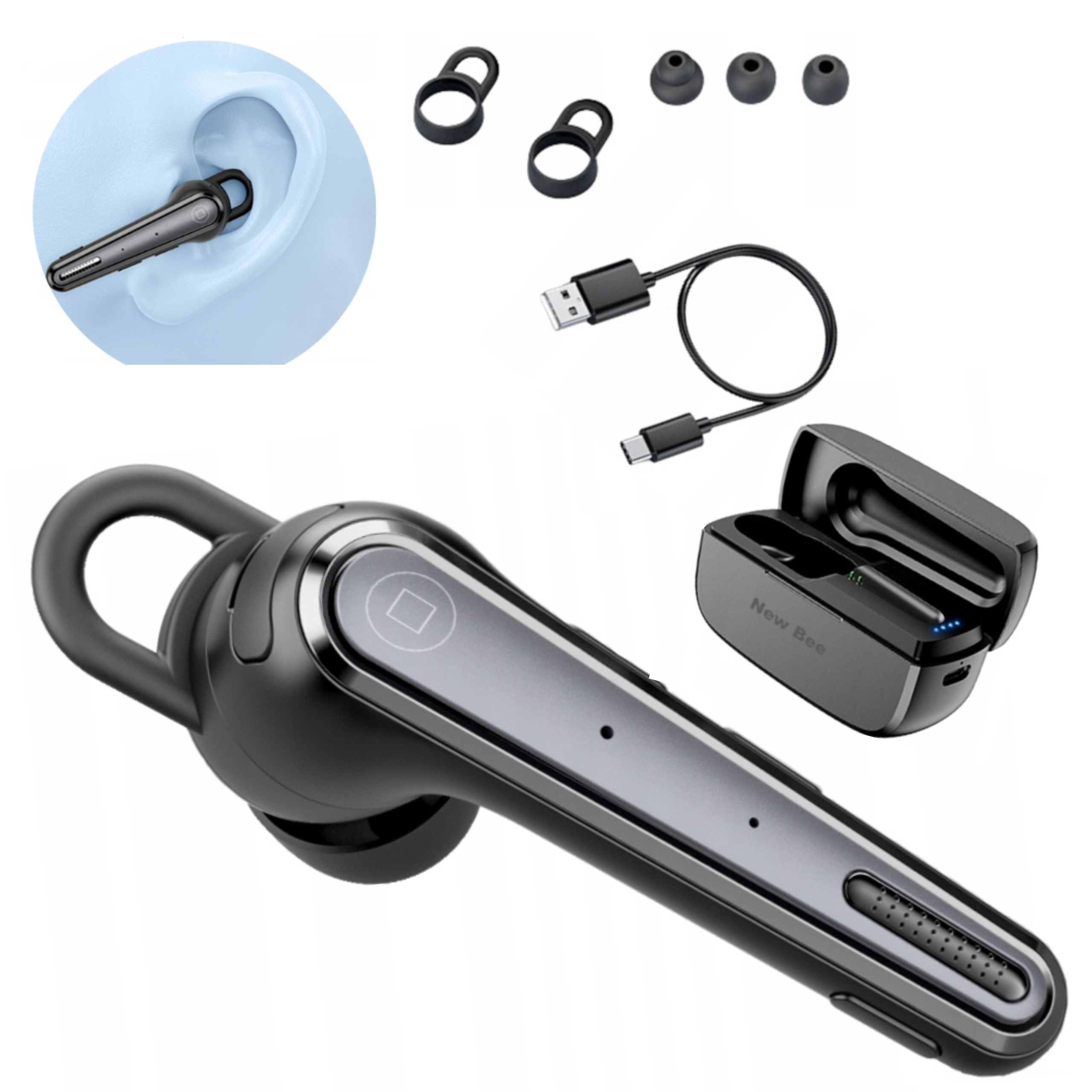 Bezdrátová Sluchátka Bluetooth 5.2 New Bee M52, Pohodlné A Pouzdro Pouzdro