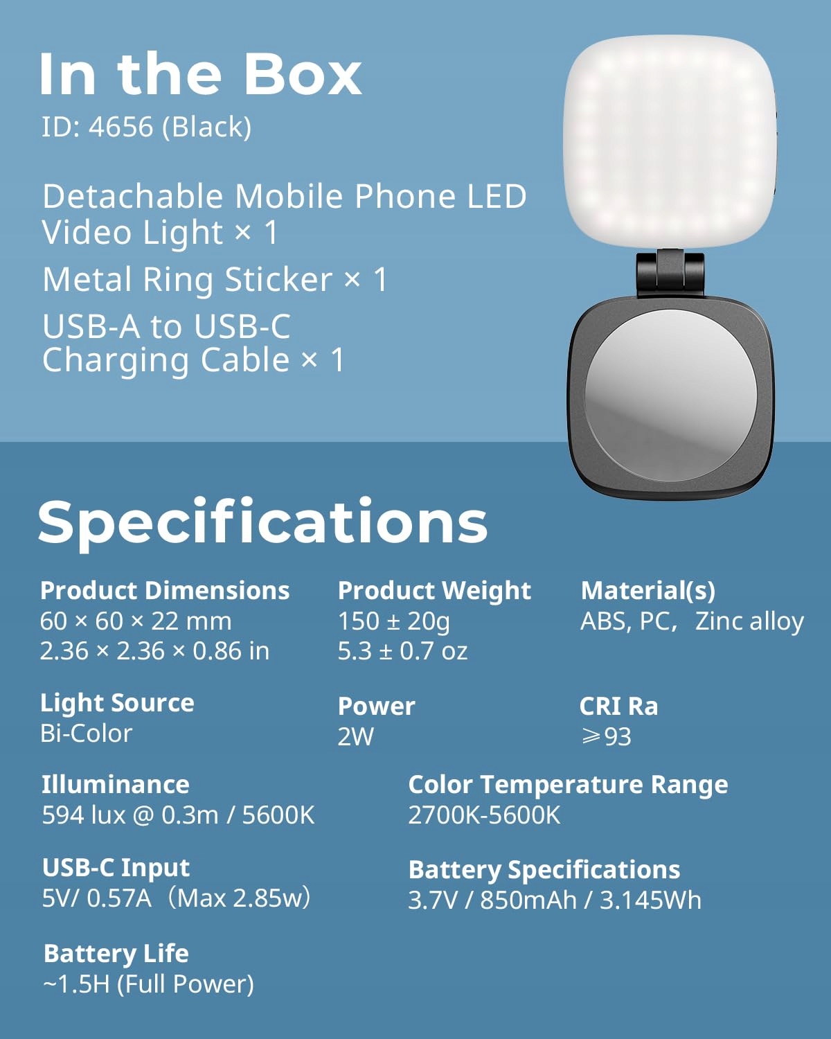 SMALLRIG Vibe P48 Mobile Phone LED Video Light Magnetyczne światło — miniatura 9