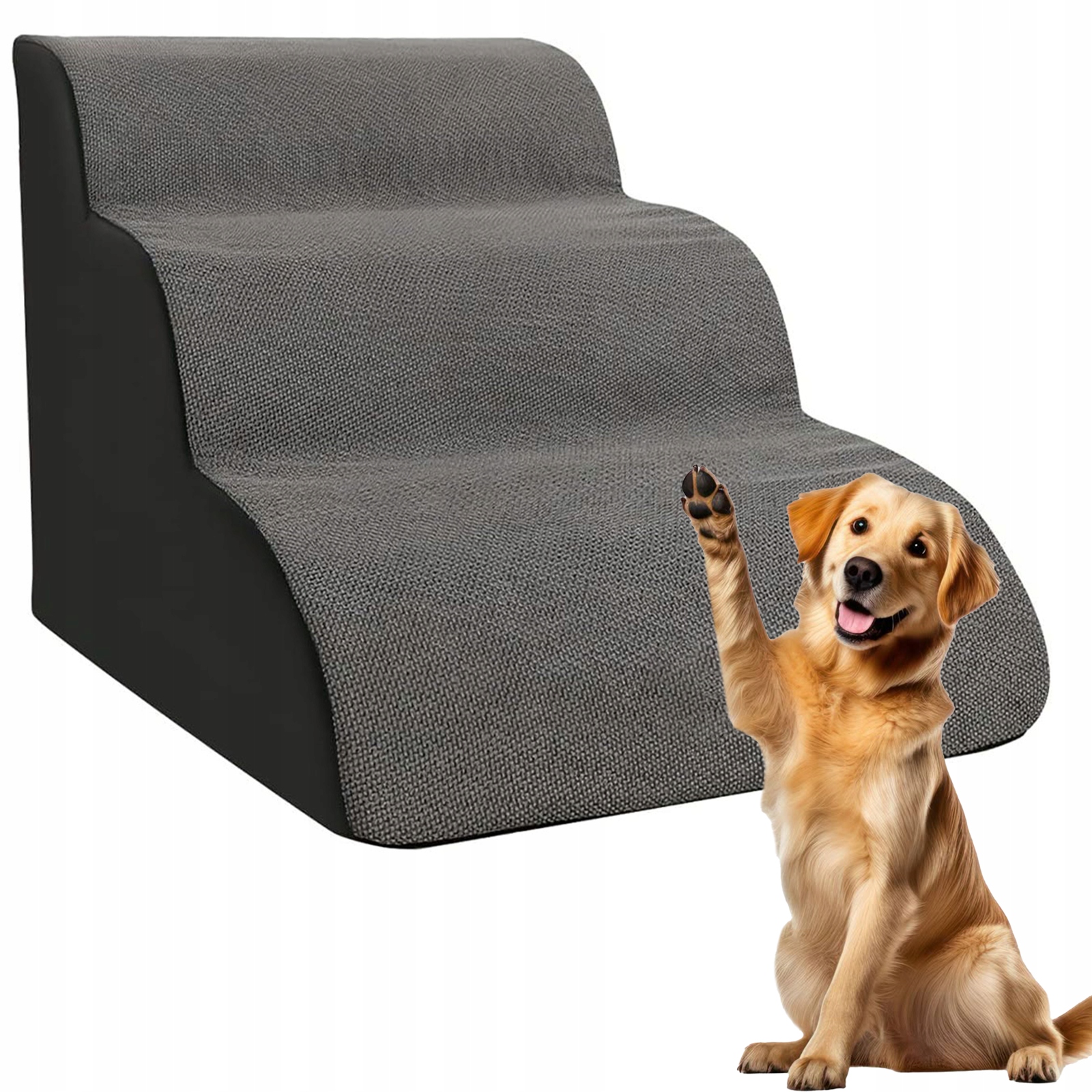 Levně Schody Pro Psy Nebo Kočky Pro Šlezeckou Plošinu 3 Schody 40 CM Mírná Rampa Šedá