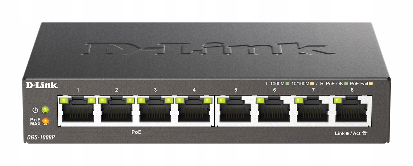 D-Link DGS-1008P 8x 1000 Desktop Switch, 4PoE port DGS-1008P/E