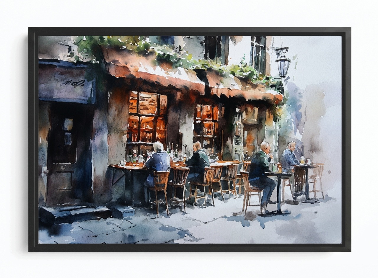 Obraz Rám Americká Krabička Město Ulice Pub Pivírna Pivo Restaurace Pohled 60x40