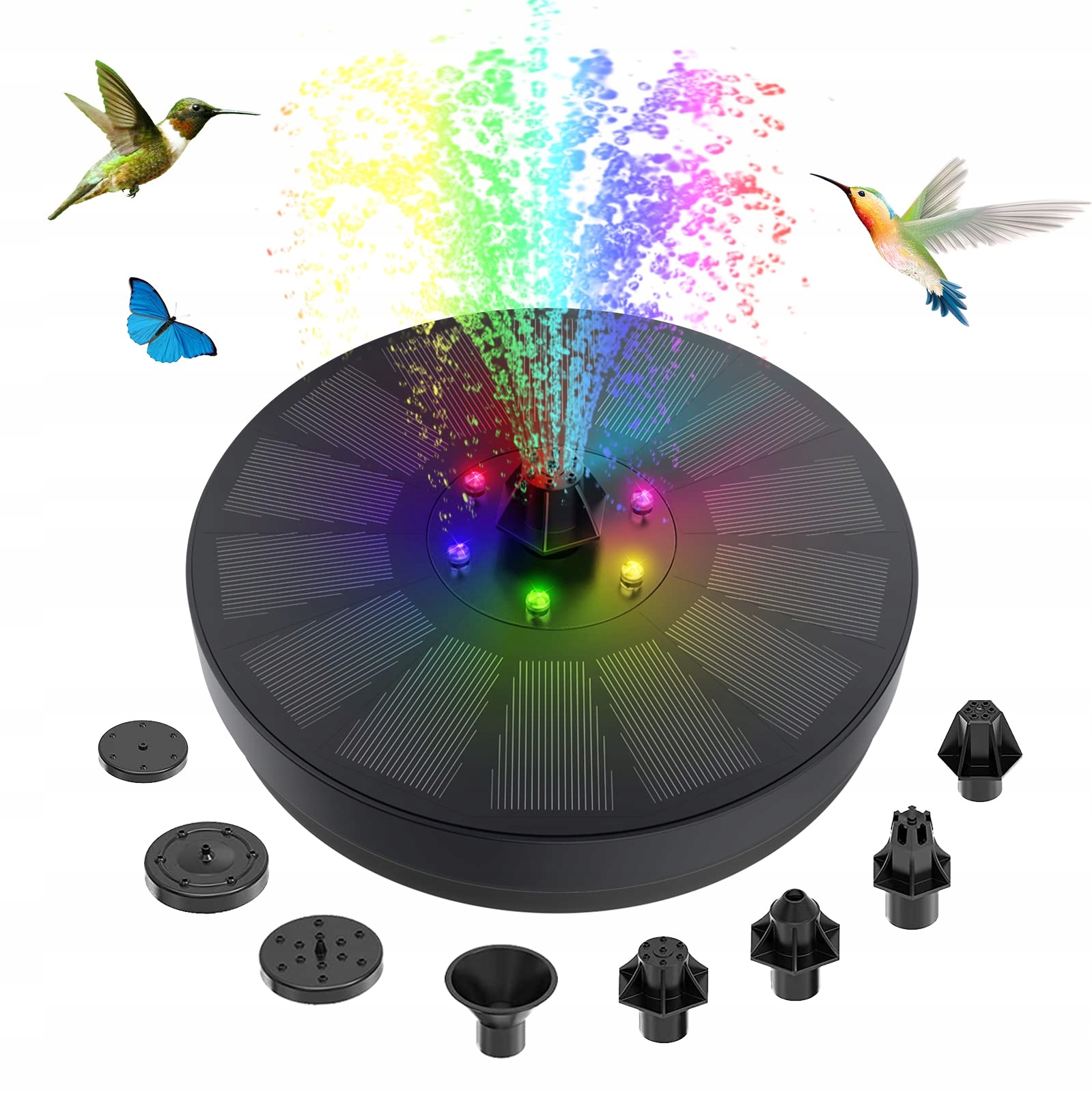 Solární fontána 3W Led Rgb s 8 programy