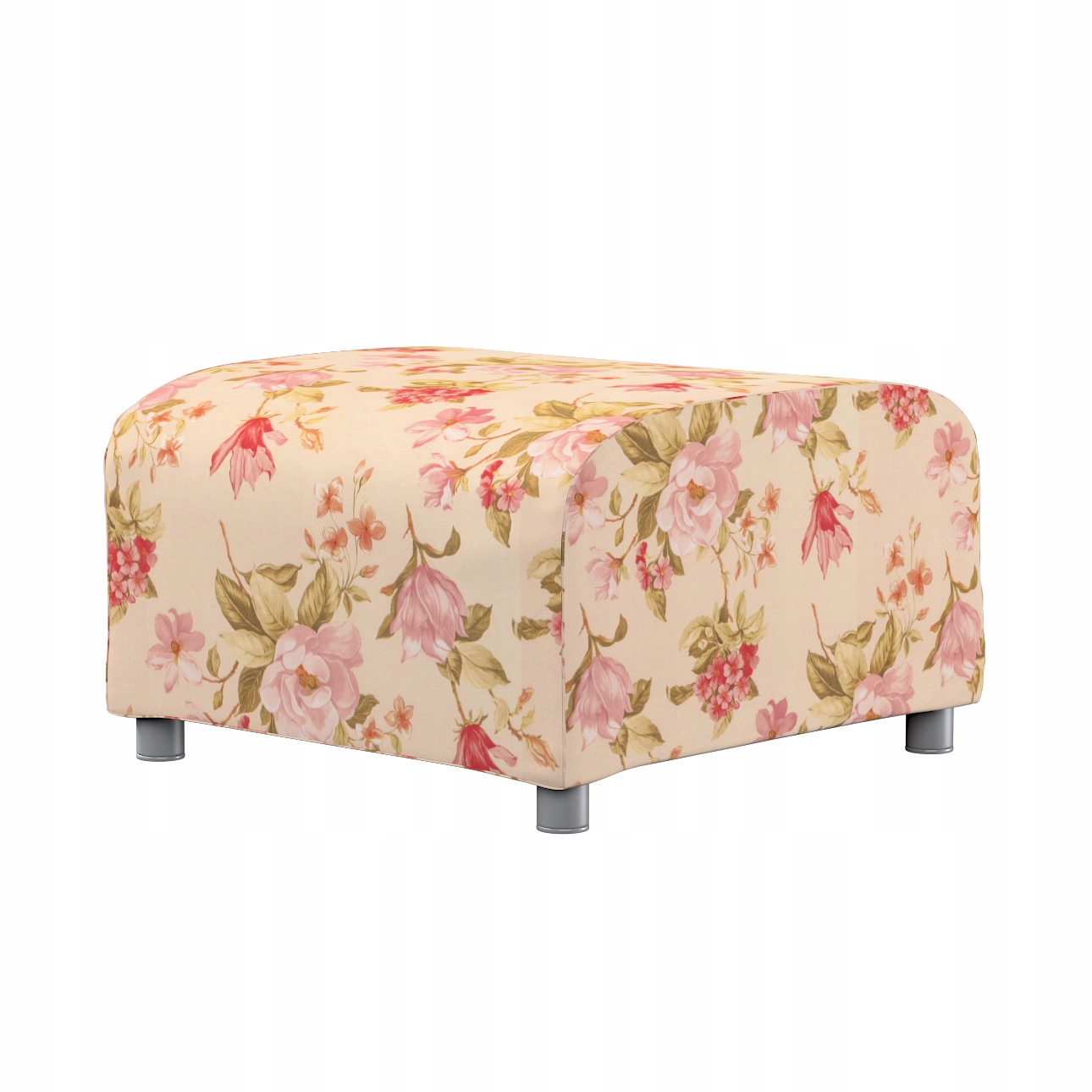 Potah na podnožku Klippan Ikea s velkými květy na krémovém pozadí