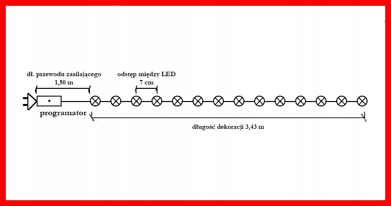 LAMPKI KULKI 50 LED SZNUR 3,5m ZEWNĘTRZNE PROGRAMATOR BIAŁY ZIMNY Motyw Brak