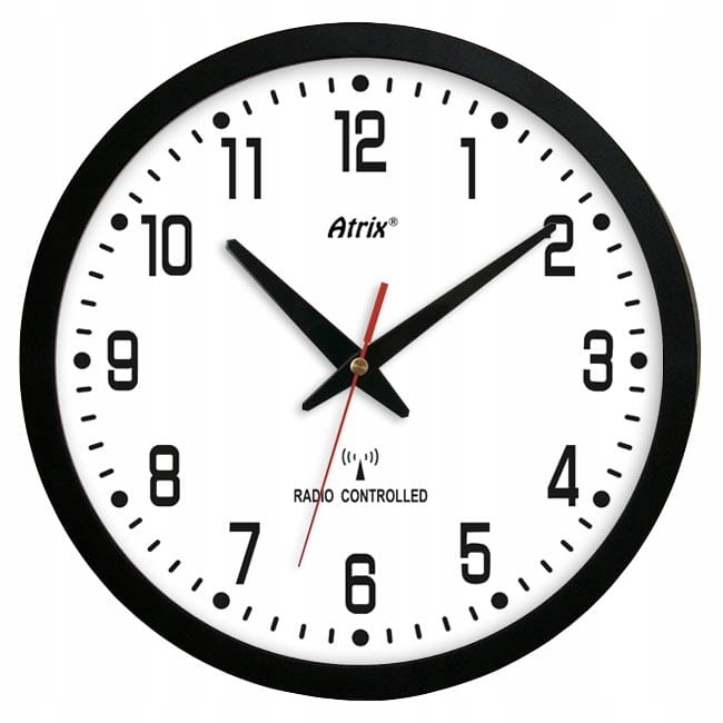 Zegar ścienny sterowany radiowo #2 czarny