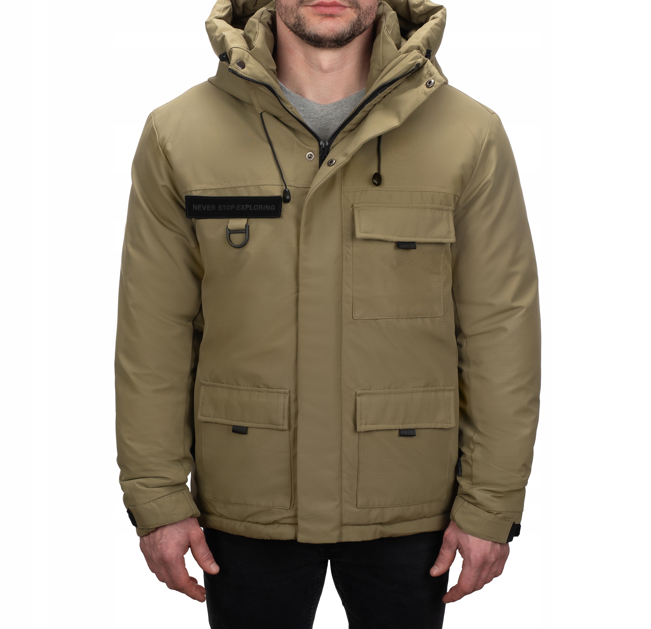 M5018 vel. XXL/56 Klasická Zimní Bunda S Kapucí , Zateplená