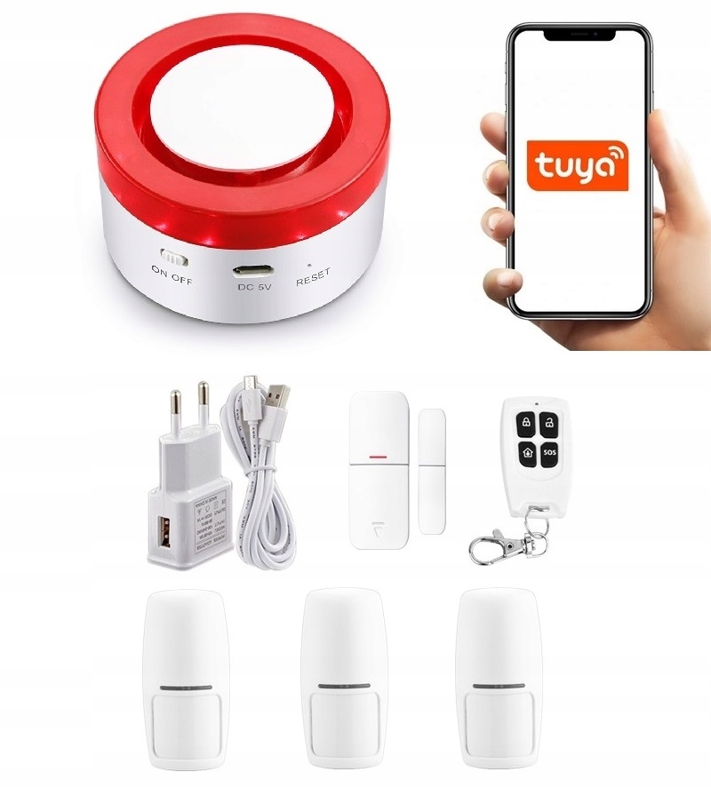 Bezdrôtová Alarmová Siréna WiFi Tuya Smart V Poľštine 3xPIR