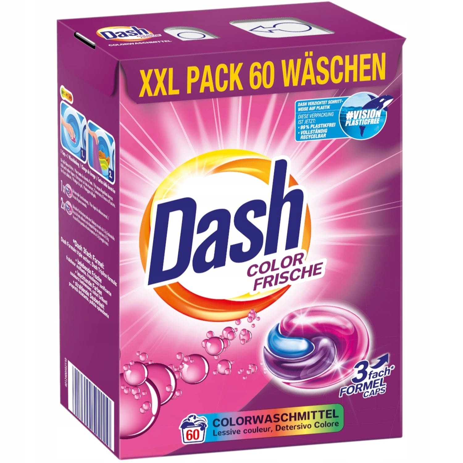 Levně Kapsle na praní Dash Color Detergent 3v1 60 ks