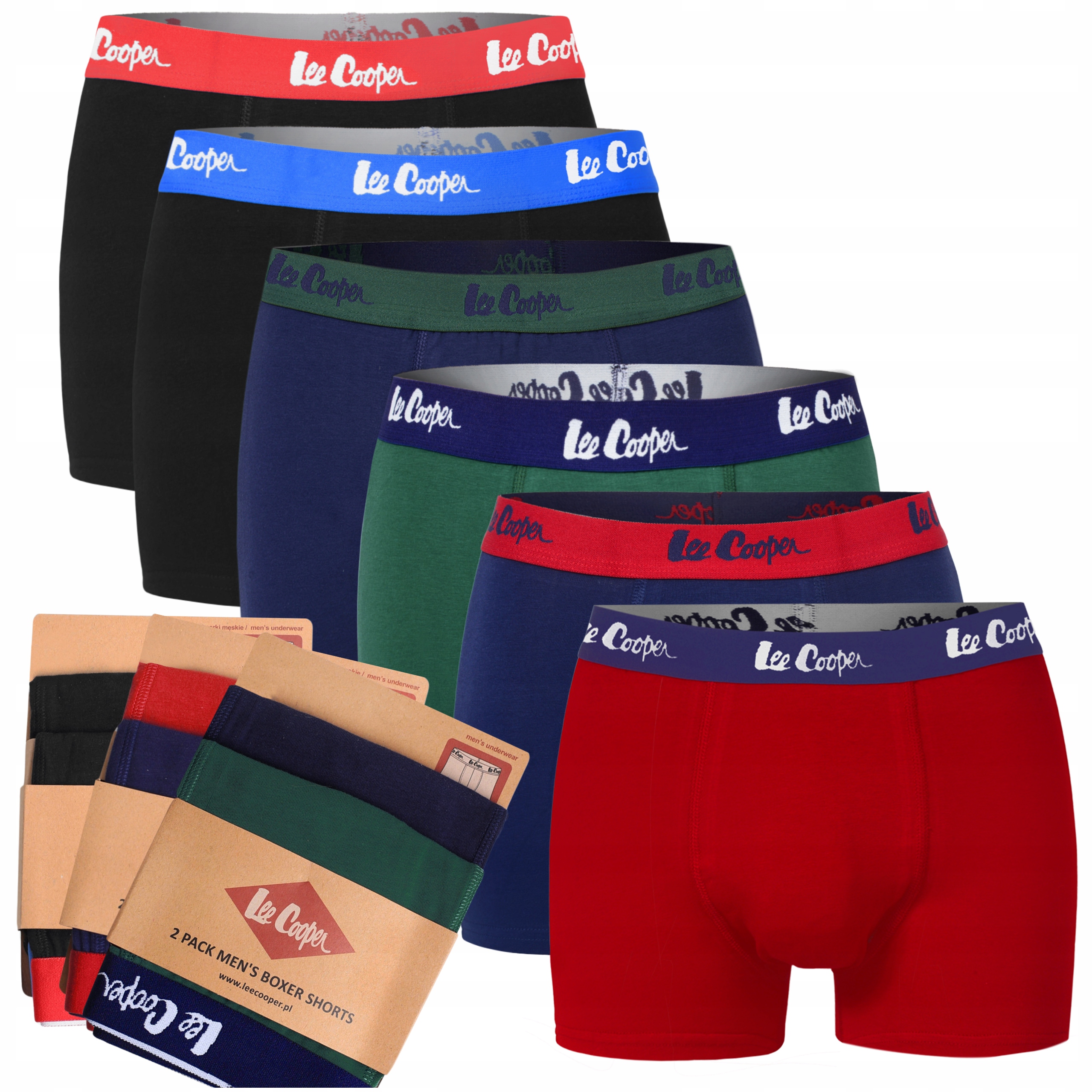 Lee Cooper Pánské boxerky 6 kusů Barevné Mix Bavlna Velikost XXL