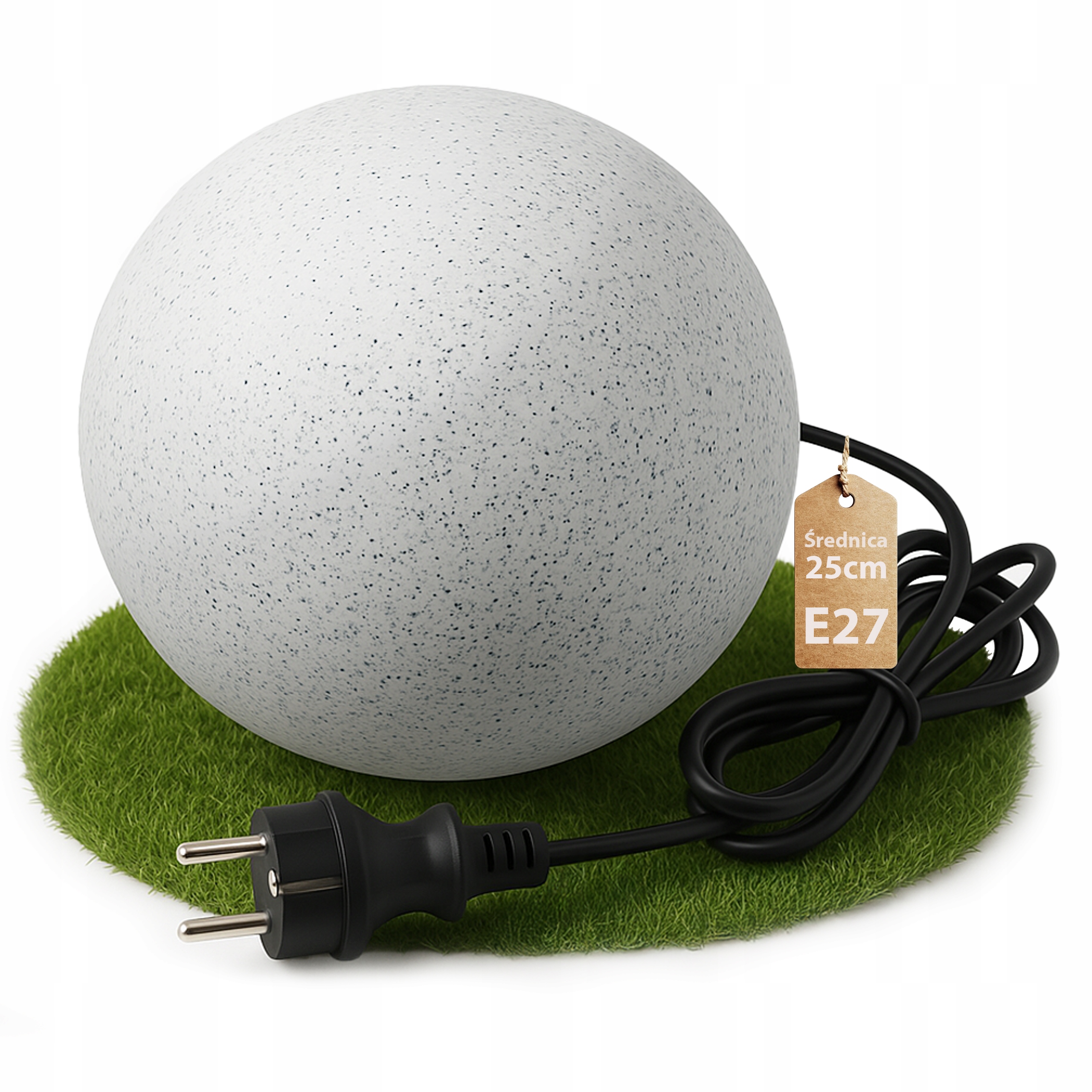 Zahradní lampa Kula do zahrady Led Kámen Beton Kabel 230V E27 25cm IP65