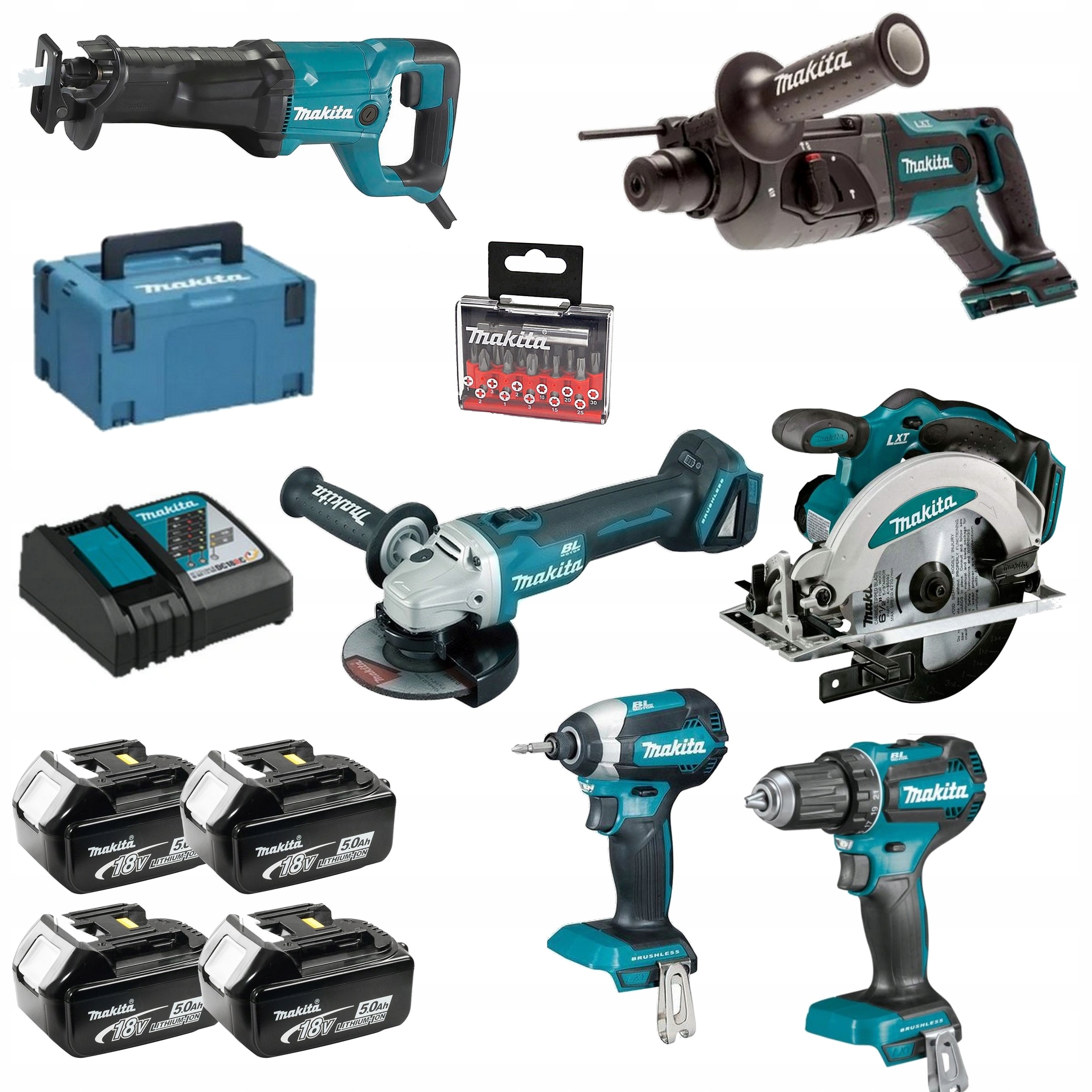 Makita Zestaw Combo 6SZT Narzędzi 18V 4X5Ah Bezszc