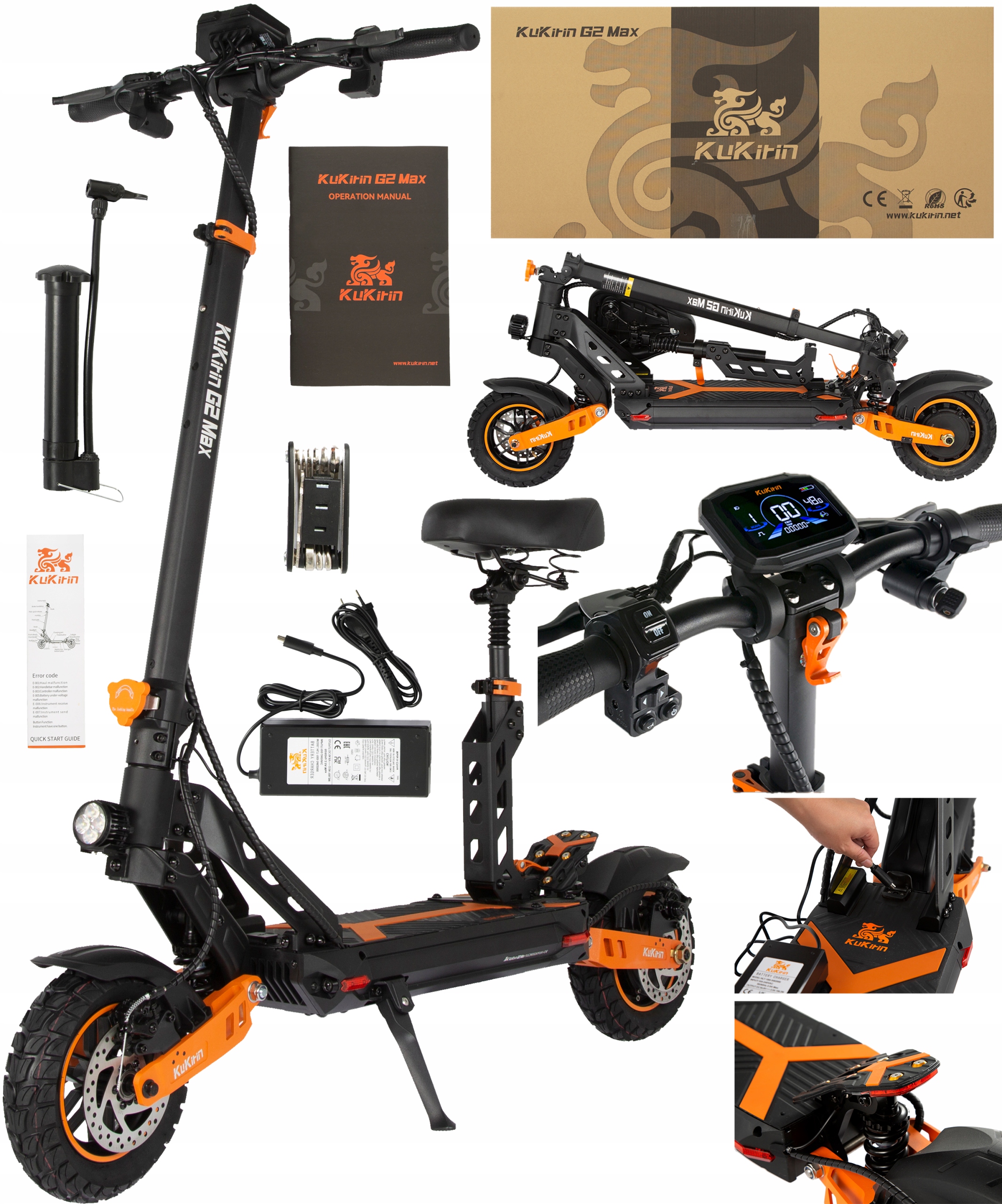 KuKirin G2 Max Składany Pojazdy elektryczne 1000W 48V 20.8AH 55KM/H 70KM Pl