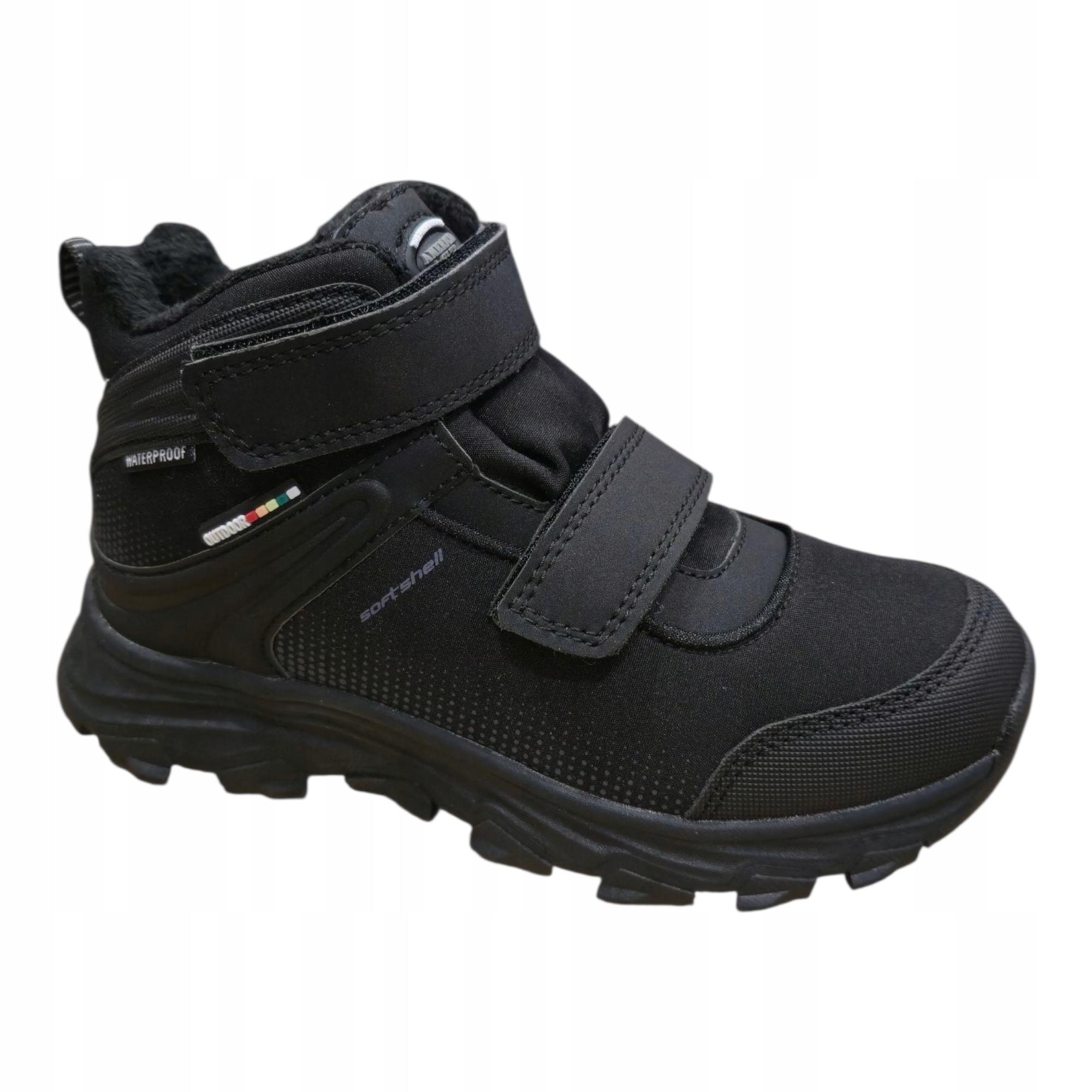 Trzewiki Wodoodporne Softshell Trapery Ocieplane Buty Zimowe Czarne 34