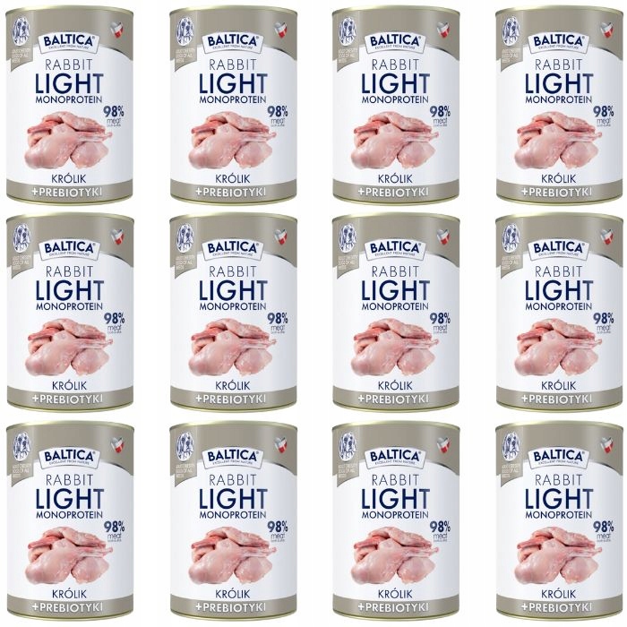 Baltica Monobiałkowa karma prebiotyki Królik Light niskokaloryczna 12x 400g