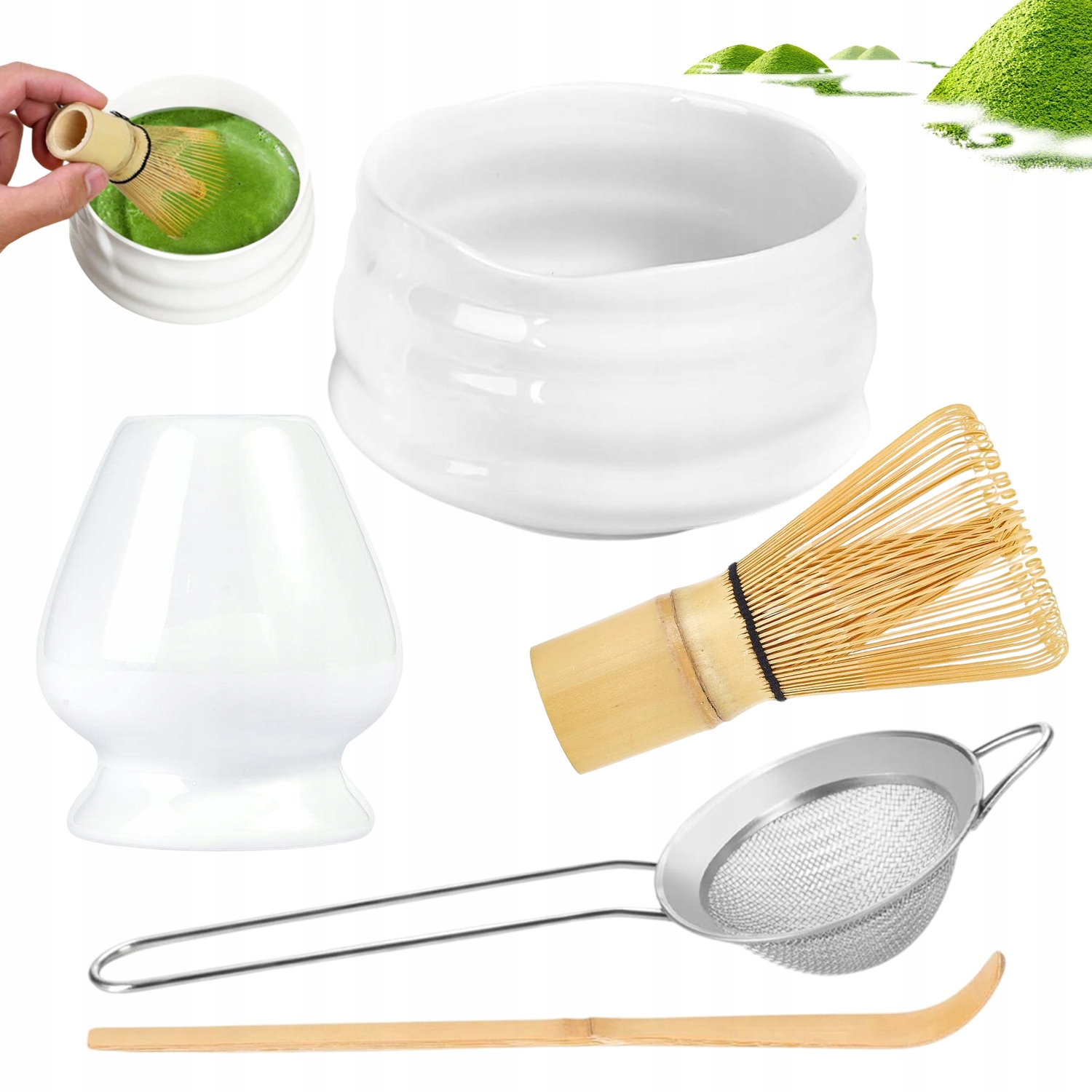 Matcha Herbata Narzędzie Zestaw Tradycyjna Startowy Bambusowe Mikser 5W1