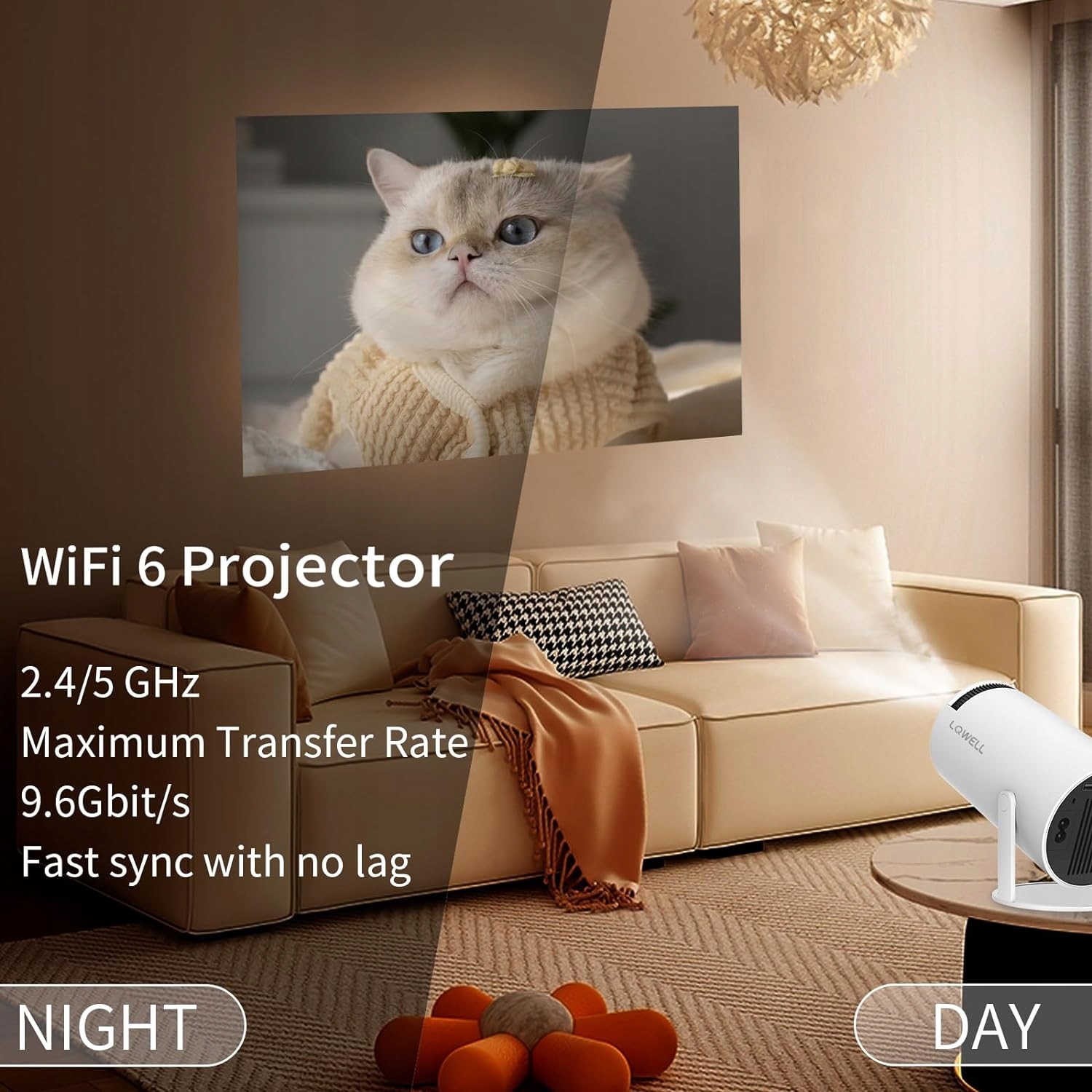 PROJEKTOR RZUTNIK ANDROID TV WIFI 4K PRZENOŚNY SMART GŁOŚNIK OBROTOWY HDMI Rozdzielczość podstawowa (px) 1280 x 720