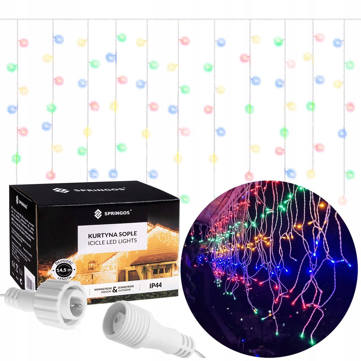 

Sople Kurtyna Lampki 500LED Multikolor Zewn 22,5m
