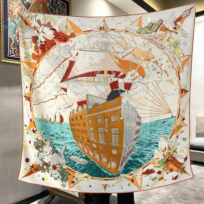 Luxusní 70% Vlna & 30% Hedvábí Oboustranný šátek 135 cm Čtvercový