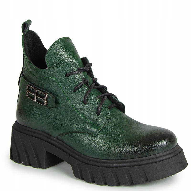 Lemar 60483 Zelené Kožené Kotníkové Boty Boty S Ozdobou 40