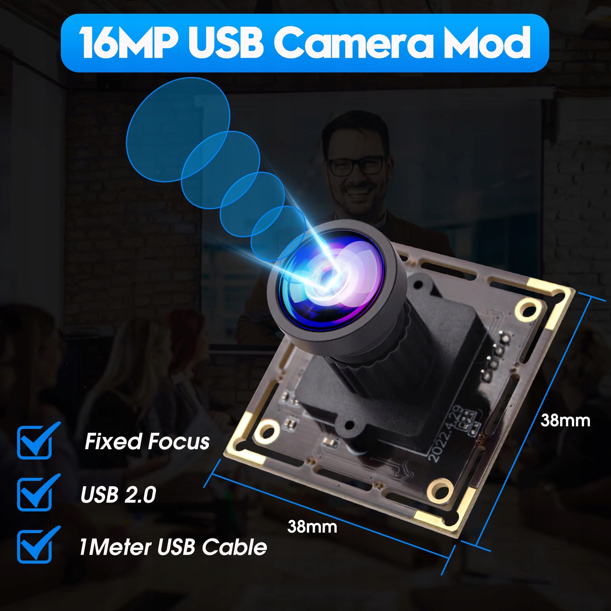ELP Kamera USB 16MP Ultra HD Szerokokątna 110° Bez Zniekształceń — miniatura 8