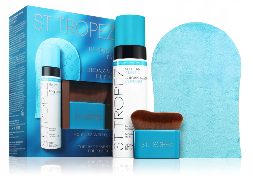 TROPEZ Ultimate Tan Body Essentials Kit zestaw Bronzing Mousse pianka samoopalająca + aplikator do samoopalacza + szczoteczka