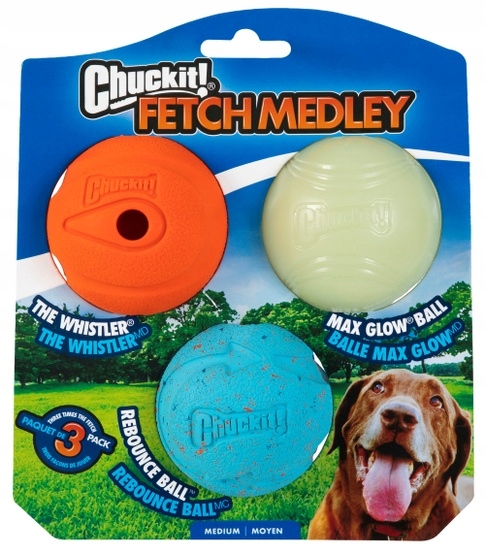Levně Míčky Pro Psa Chuckit Fetch Medley Medium Sada 3 Kusů Gumový Míček