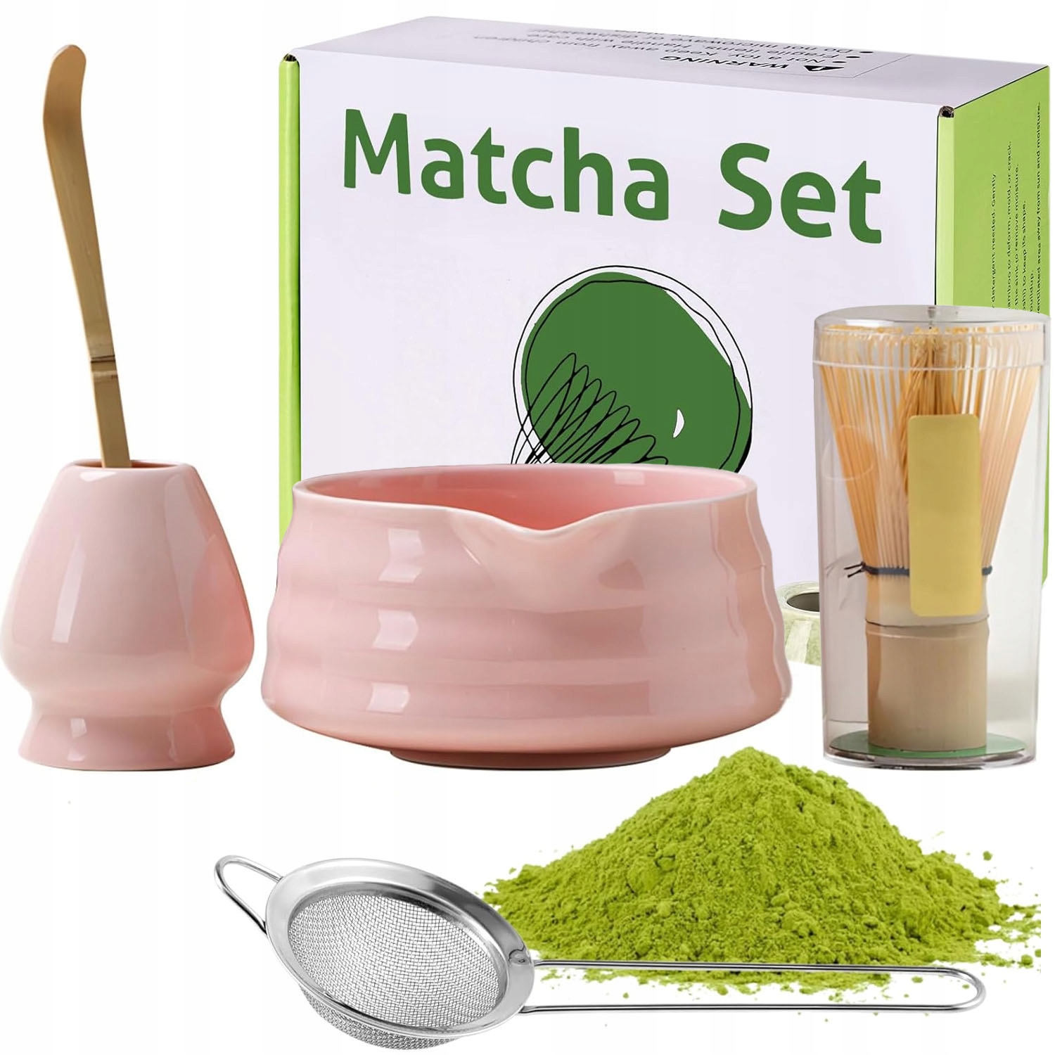 Levně Keramika Sada na vaření čaje Matchy Růžová