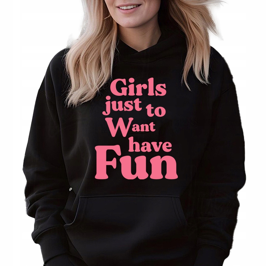 Mikina Černá Kapuce jako Dárek k narozeninám Girls Just Want Have Fun M