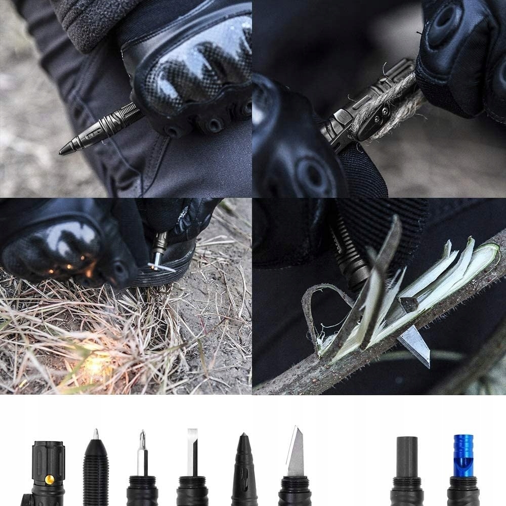 KUBOTAN DŁUGOPIS nóż śrubokręty Latarka TAKTYCZNY DO SAMOOBRONY PEN6 Model 7