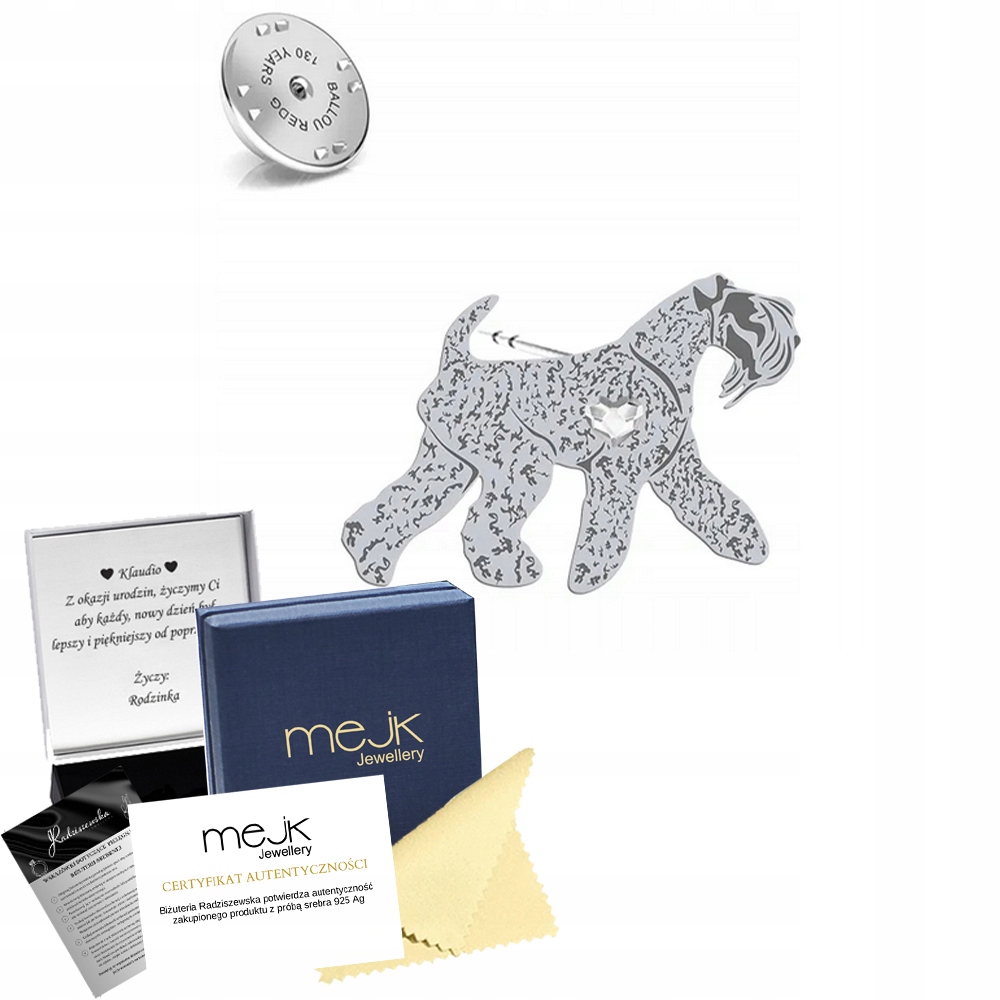 Odznak s psem Kerry Blue Terrier 925 Šperky Dedikace Bonus