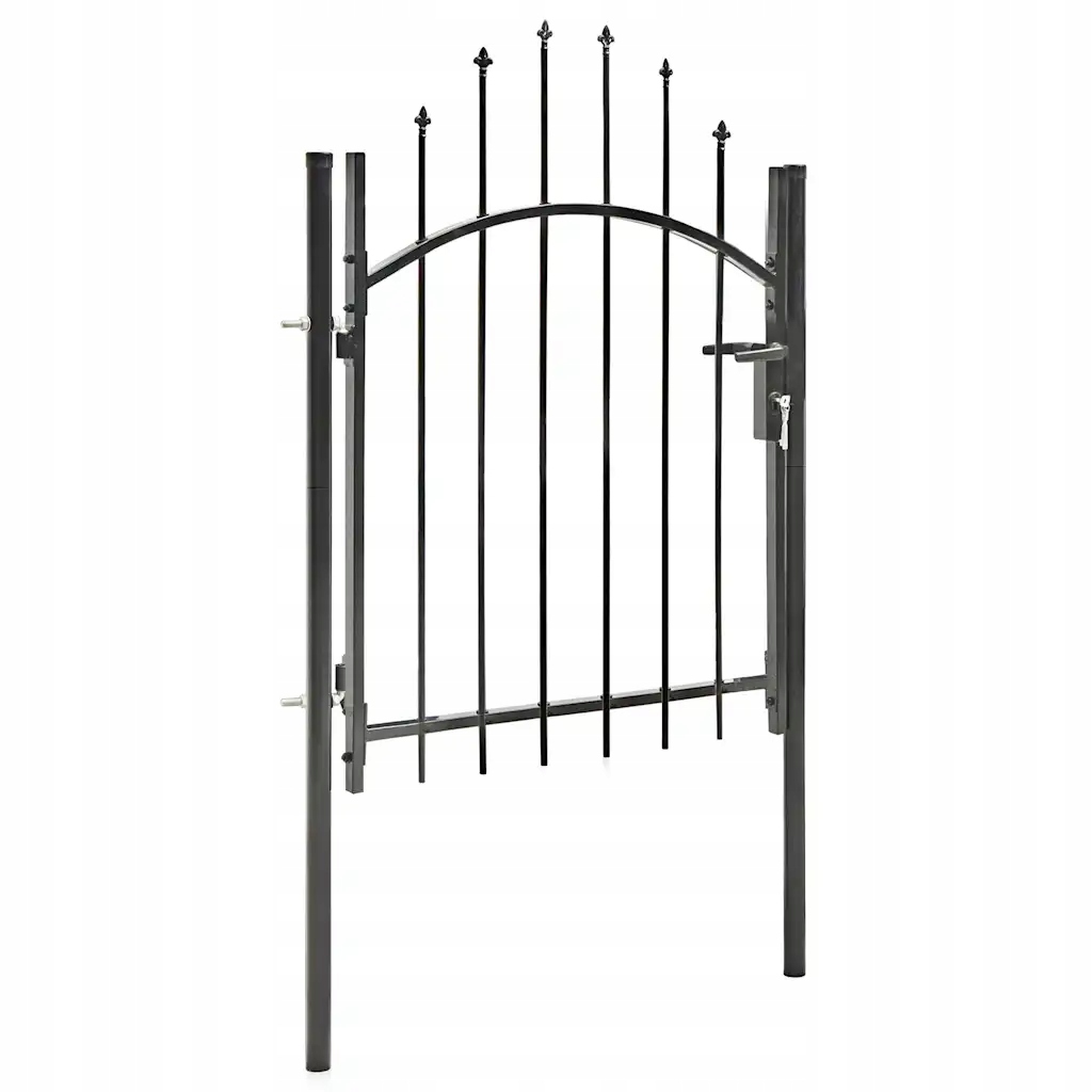 Černá plotová branka 1 x 1,5 m, ocel lakovaná práškovou barvou, se zámkem