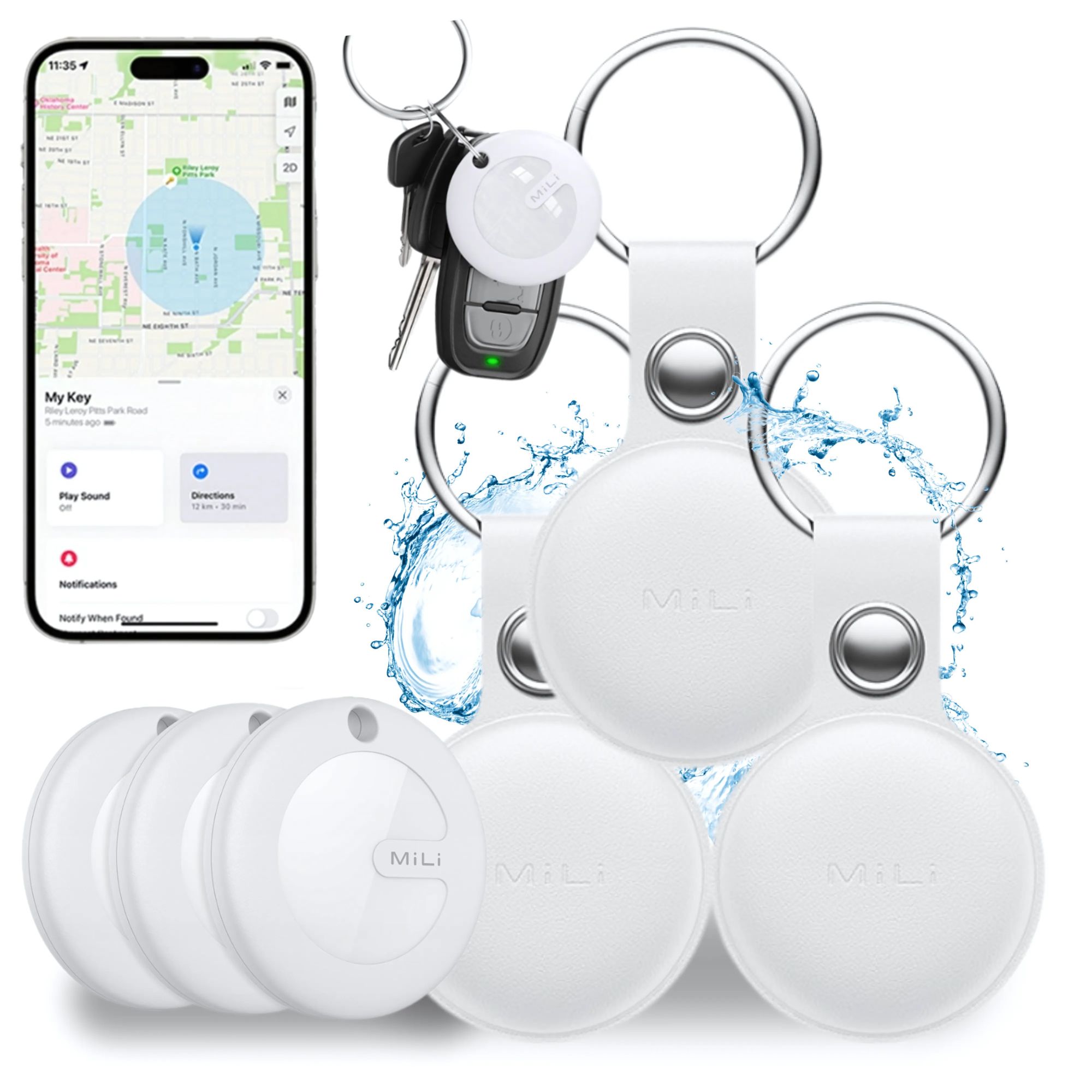 Gps Lokátor 3x MiTag MiLi pro iOS 3x Pouzdro Přívěsek Na Klíče na batoh, klíče, pro psa