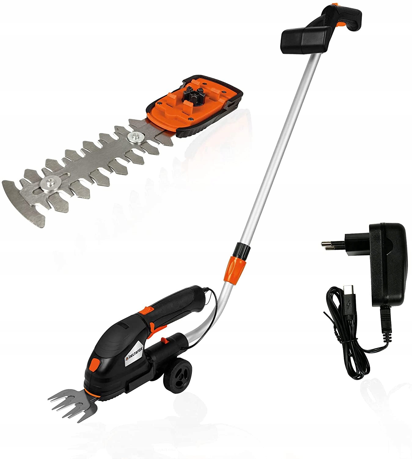 Mocne nożyce do trawy i krzewów 7,2V z Aku Grizzly Deltafox na drążku 2w1