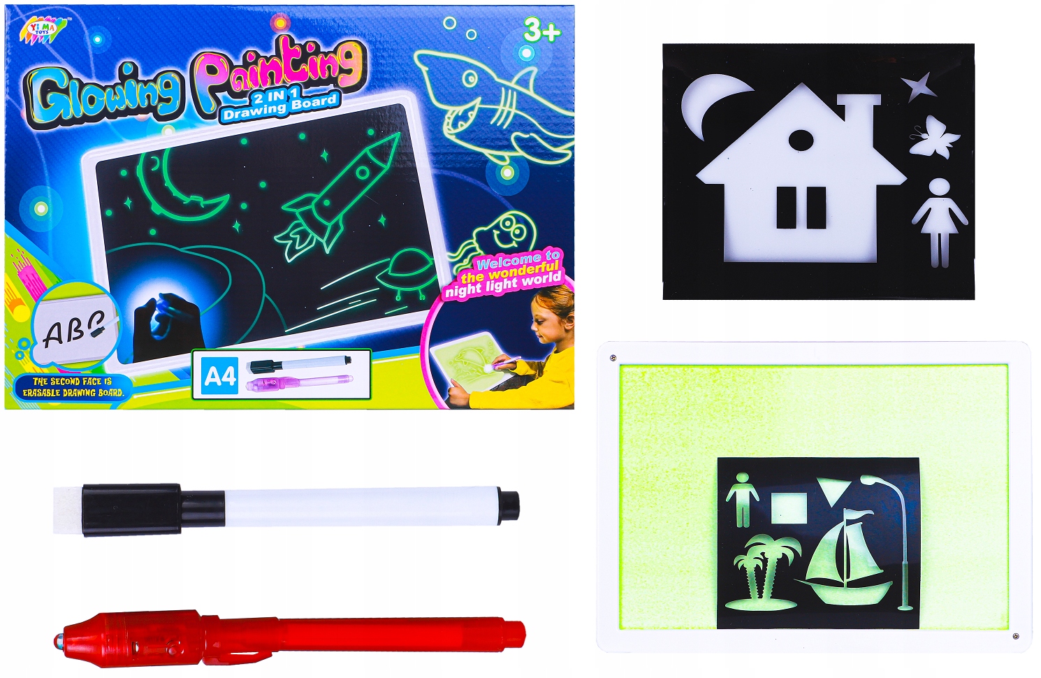 TABLICA DO MALOWANIA ŚWIATŁEM RYSOWANIA LED 3D PEN Materiał inny