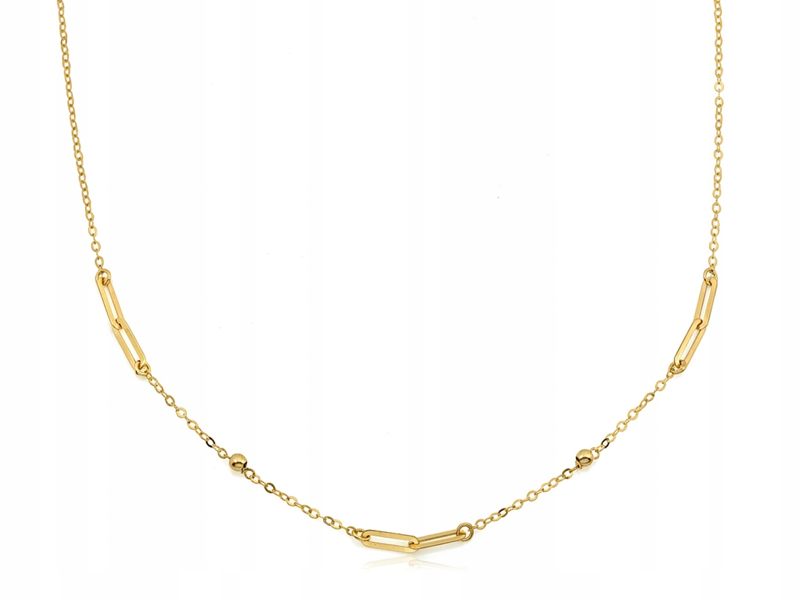 Zlatý náhrdelník 585 s kuličkami a velkými články r45 bez zirkonu 2.38 g