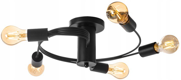 

Lampa Sufitowa Czarna 5xE27 Wisząca Żyrandol Loft