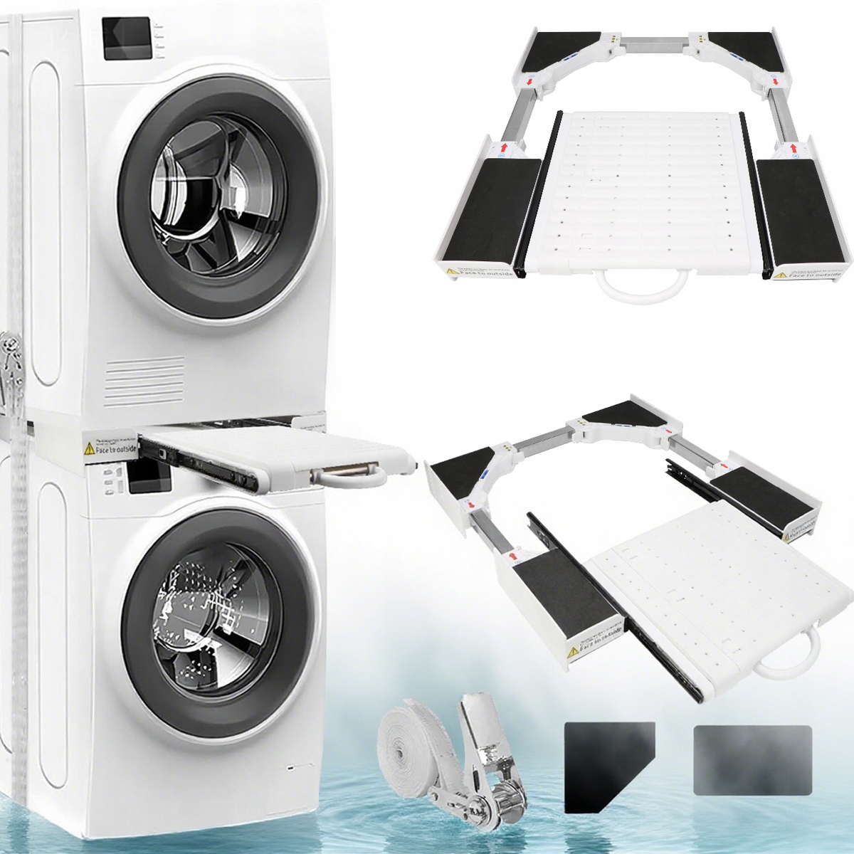 Uniwersalny łącznik pralki i suszarki 54-69,5 cm z wysuwaną półką stabilny