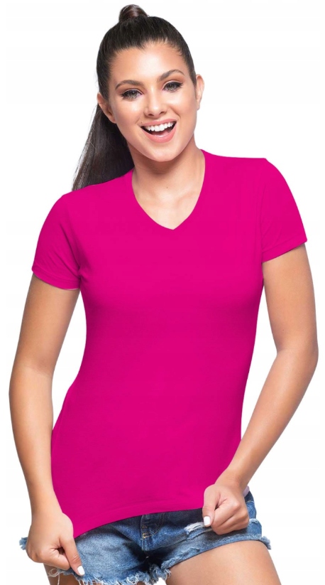 

Bluzka dekolt w serek V-neck 100%bawełna fuksja XL