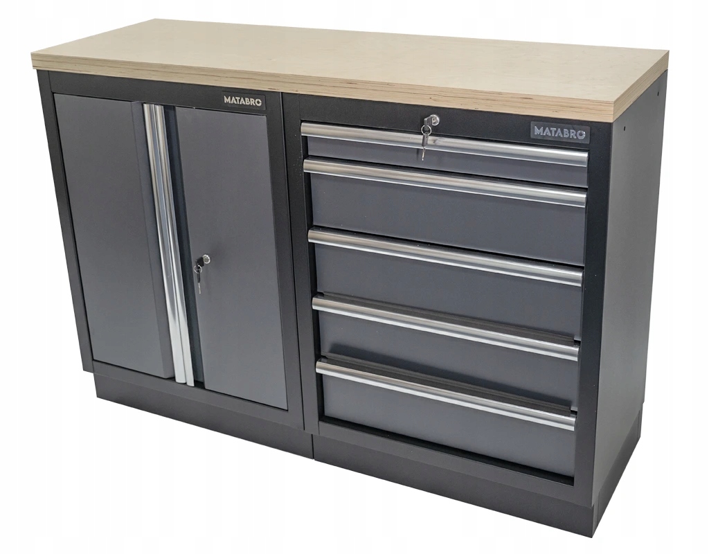 Akční Set Dílenská skříňka MB-TGC1305 s dřevěnou pracovní deskou MB-TGW53