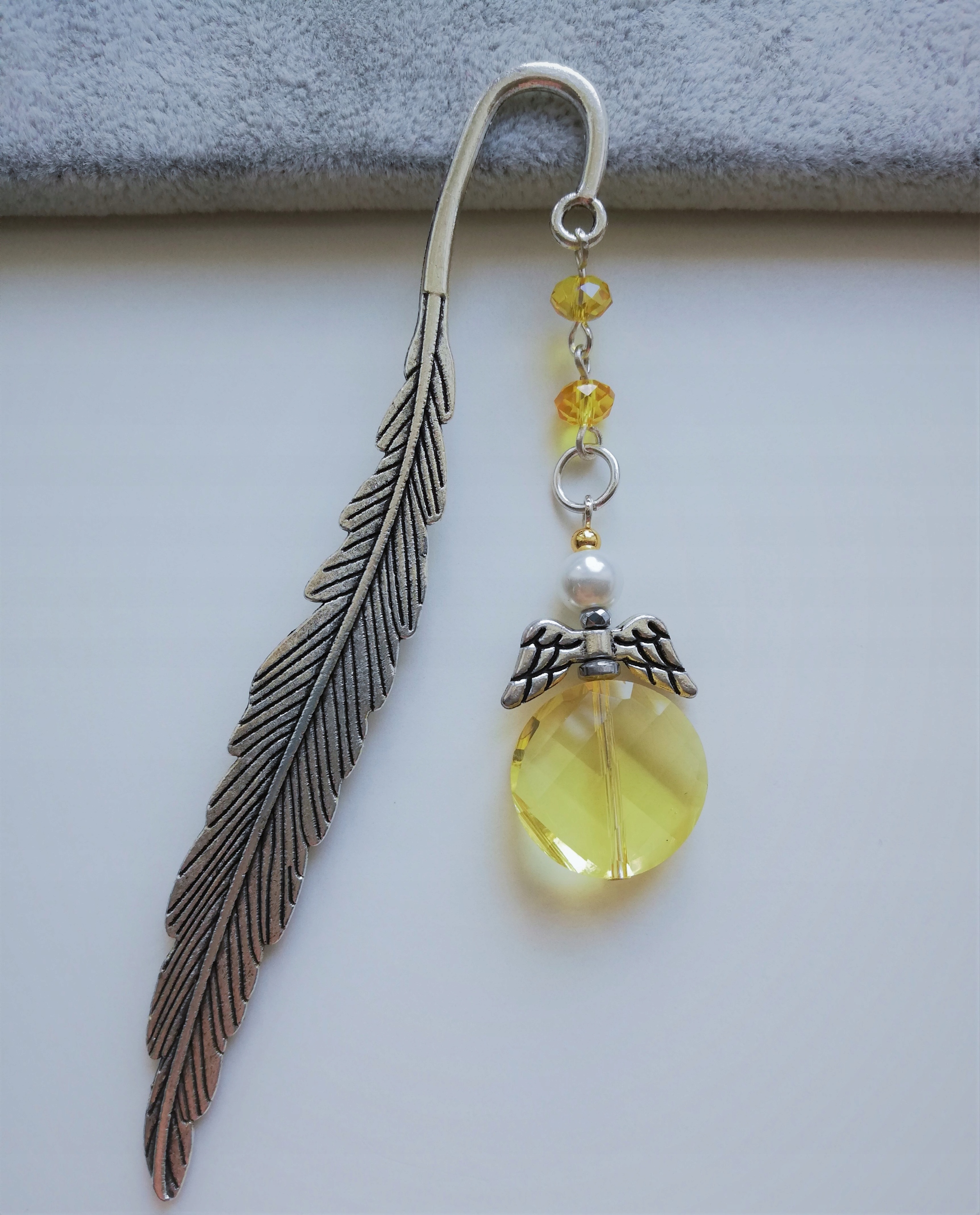 ZÓŁTA ZAKŁADKA DO KSIĄŻKI ANIOŁ ANIOŁEK ŻÓŁTY KRYSZTAŁ PREZENT