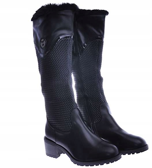 

Buty Damskie Czarne Kozaki Obcasie 12717 38