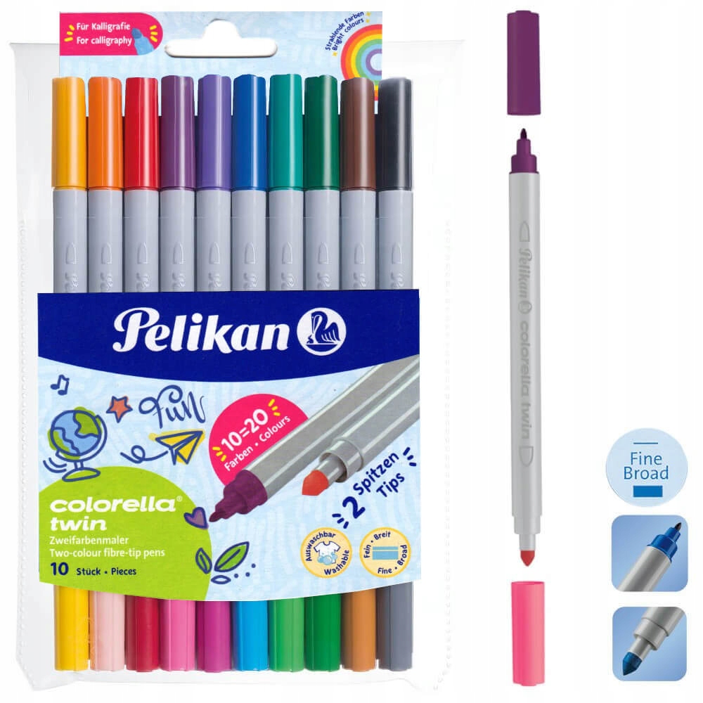 

Flamastry dwustronne Colorella 10szt 20kol Pelikan