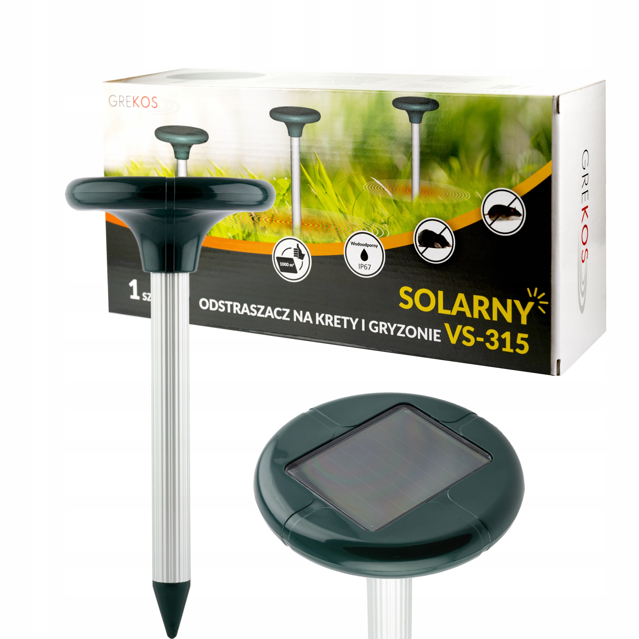 Solární odpuzovač Krtek Krysů Myši VS-315 1000 m2 Silný A Účinný
