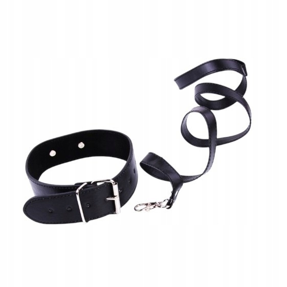 КЛАССИЧЕСКИЙ ЧЕРНЫЙ ОШЕЙНИК, ДЛИННЫЙ ПОВОДОК