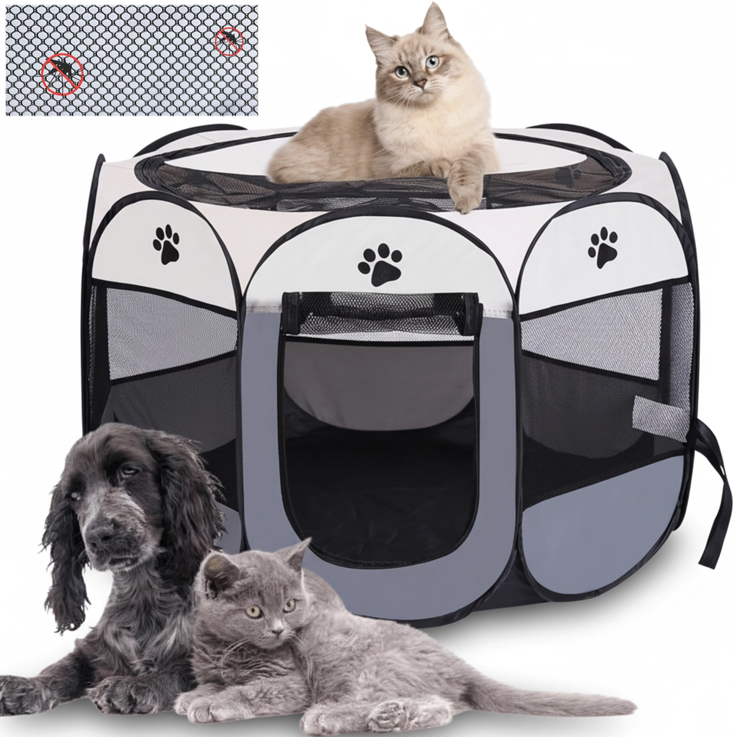 Levně Skládací Kotec Pelíšek Klec 74*74*43 CM Pes, Kočka S Odnímatelnou Střechou