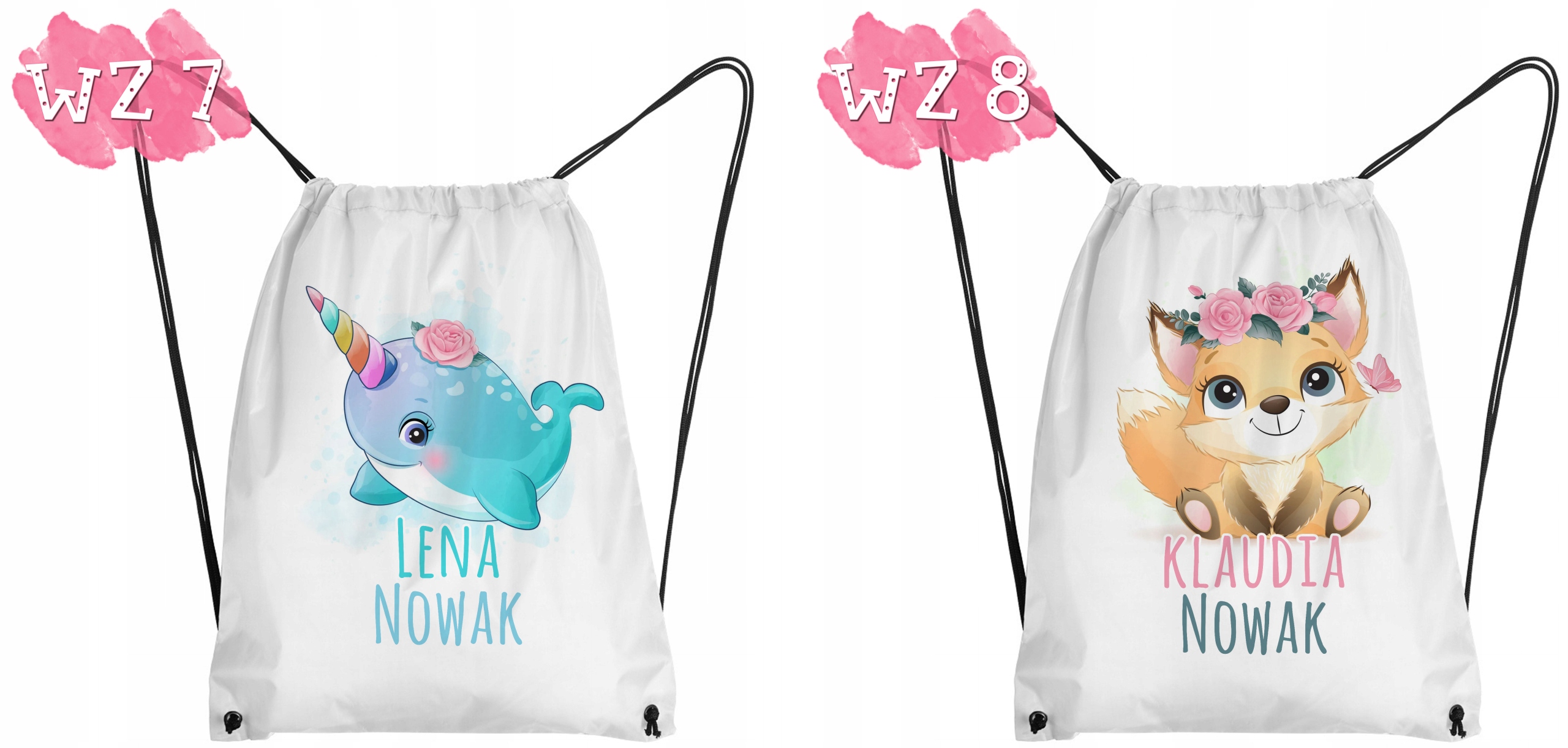 WOREK PLECAK DO PRZEDSZKOLA SZKOŁY IMIĘ WZORY Y4 Kolor biały