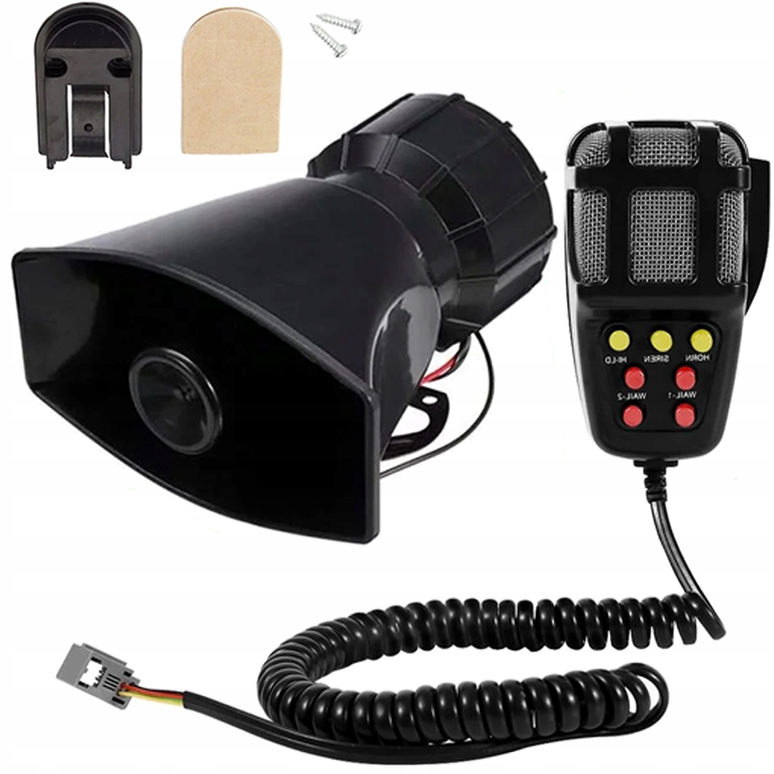 SYRENA ELEKTRONICZNA Z MEGAFONEM GŁOŚNA AMBULANS STRAŻ POLICJA KLAKSON